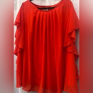 BRAND NEW FLY CURVY Vibrant ORANGE Flutter Sleeve Blouse Size 3XL